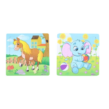 

2 Set Children Wooden Puzzles: 1 Set Small Elephant Pattern Wooden Puzzles & 1 Set Horse Pattern Wooden Puzzles