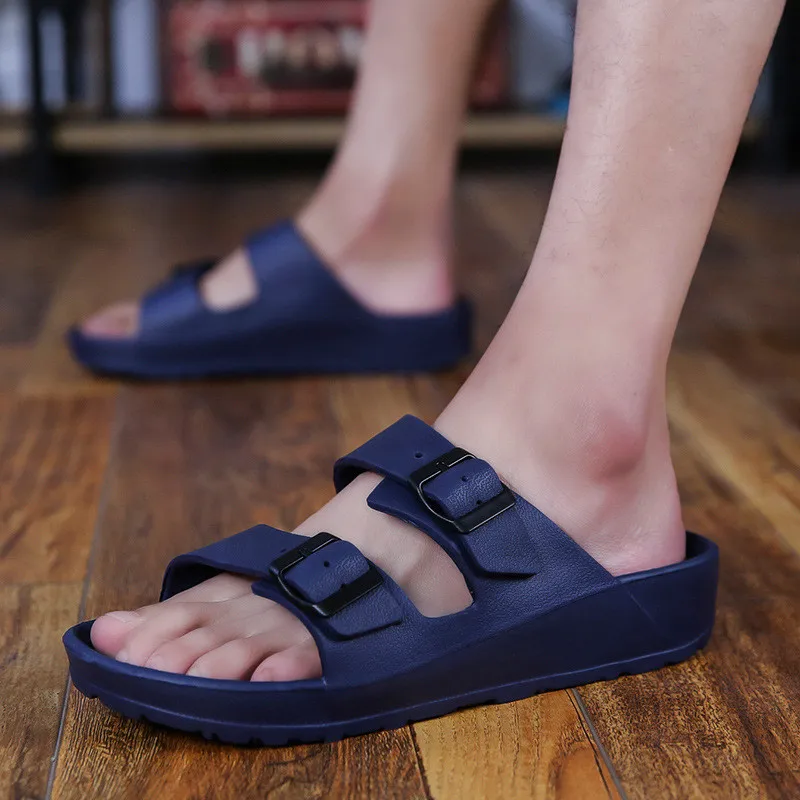 New Flip Flops Men Slippers Hot Sale Men's Cool Slippers Summer Tide Male Shoes High Quality Sandals Outdoor Beach Slides - Цвет: Синий
