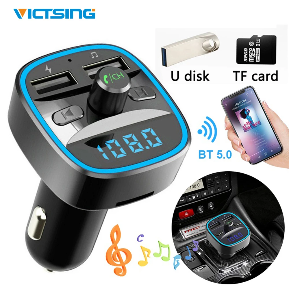 VicTsing Bluetooth 5,0 QC 3,0 fm-передатчик для автомобиля беспроводной fm-передатчик радиоприемник адаптер с двойным музыкальный плейер с интерфейсом USB