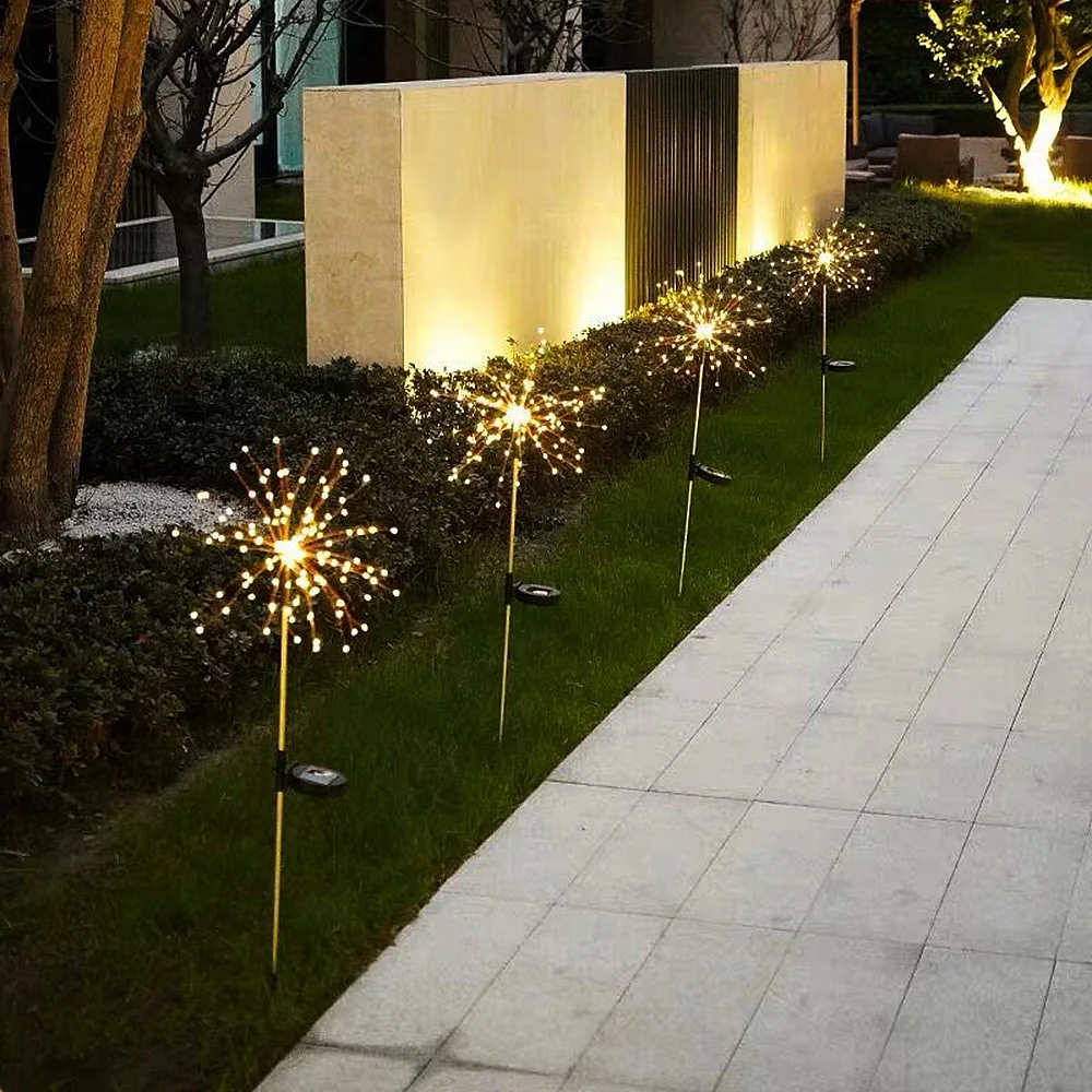 1pcs Outdoor LED Solar Flashing Fireworks Lights 90/150 LEDs Waterproof String Fairy Light For Home Garden Christmas Decoration brightest outdoor solar lights