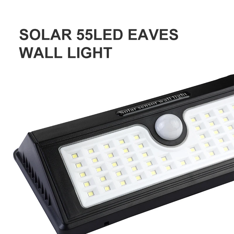 Three Lighting Modes Free To Switch 55LED Solar Light Outdoor Waterproof Courtyard Landscape Wall Human Body Induction Lamp