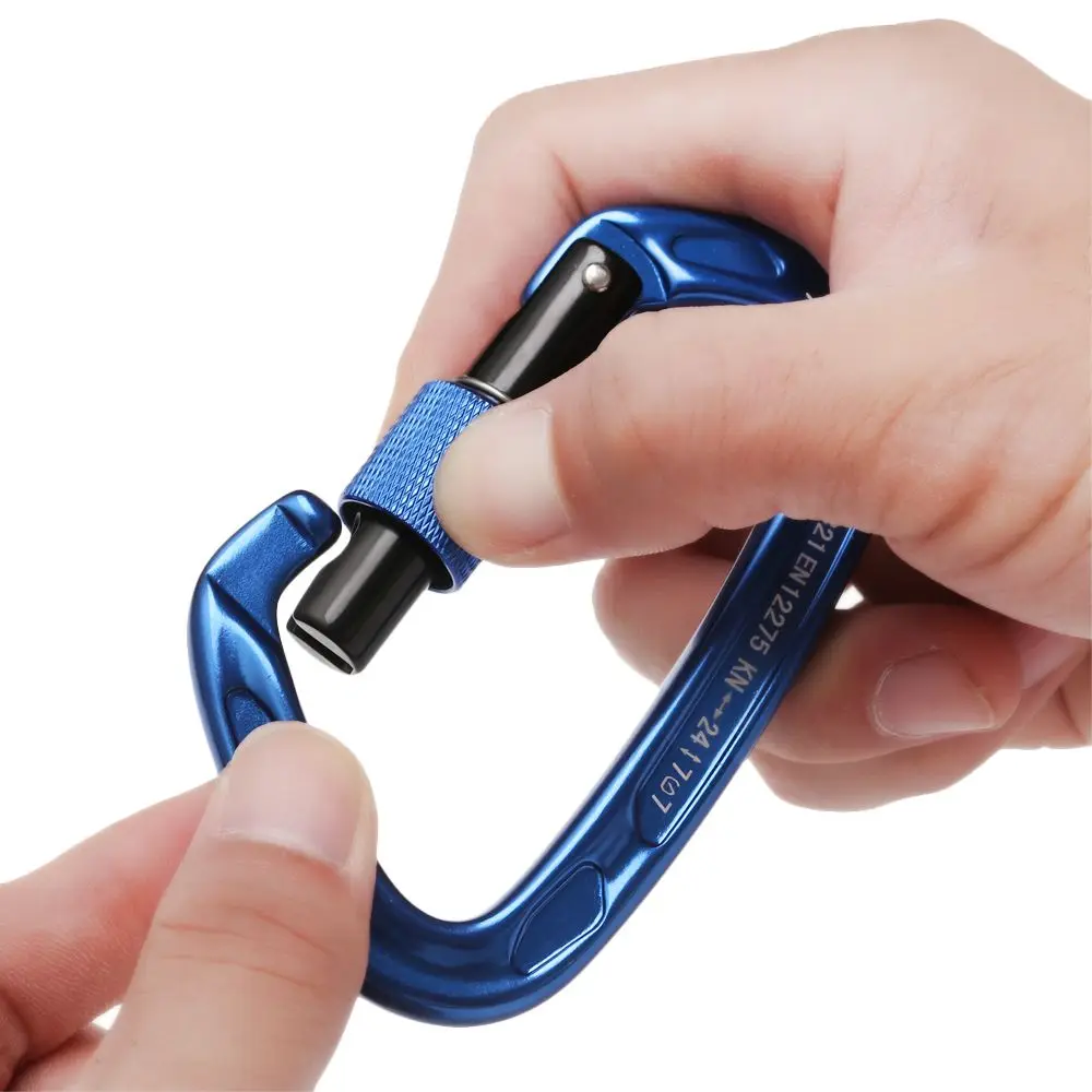 Climbing Carabiner 12/23/24/25KN Professional D Shape Safety Aluminum Key Hooks Security Master Lock Outdoor Hiking Tool