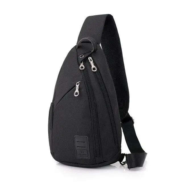 Men's Chest Pack Large Capacity Sling Shoulder Bags Multifunction Crossbody Bag - Цвет: Black