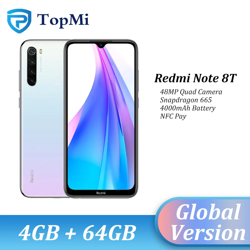 

In stock!Global Version Xiaomi Redmi Note 8T 4GB RAM 64GB ROM Smartphone 48MP Quad Camera NFC Snapdragon 665 6.3" FHD+ Cellphone