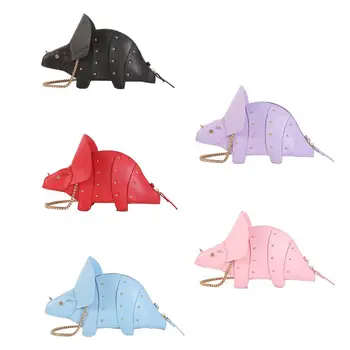 

Women Fashion Dinosaur Shape PU Leather Rivet Chain Crossbody Shoulder Bag Girl Messenger Bags Mini Clutch Purse LX9F