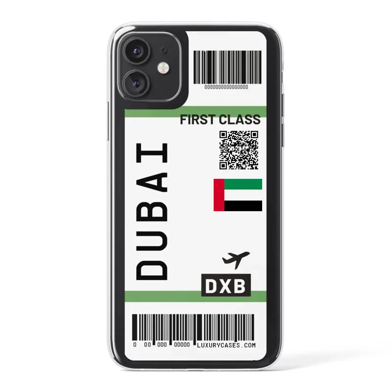 Милый первоклассный чехол для телефона с билетом на самолет для iPhone 11Pro Max 7 8 Plus X XR XS Max, мягкий силиконовый чехол-накладка на заднюю панель - Цвет: DUBAI