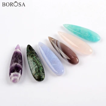 

BOROSA 10Pcs Teardrop Natural Gems Stones Beads for Jewelry Making Amazonite Beads for Earrings Rose Crystal Quartz Beads WX1561