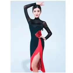 Latin Dance Clothing 2021 Long Sleeve Performance Dress Dress Dance Clothes Dance Clothes Sexy Latin Dance Dress New