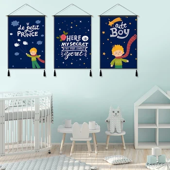 

Little Prince Cartoon Fairy Tale Le Petit Prince Hanging Cloth Cotton Line Painting Poster Home Decor Wall Hanging Tapestry Gift
