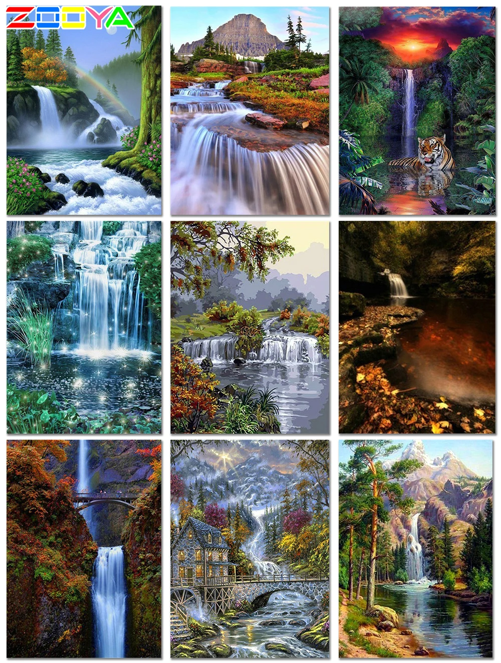 

Diamond Painting Waterfall Scenic Full Square Rhinestone Diamond Embroidery Landscape Cross Stitch Mosaic Home Decoration H014
