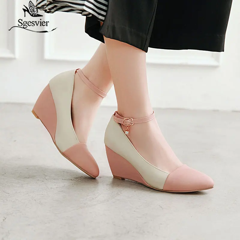 Ladies pink wedges Clearance