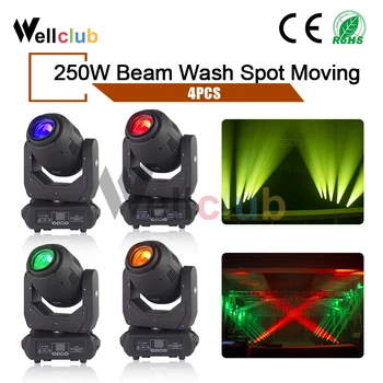 

4pcs LED 250W 3 in 1 Moving Head Light Beam Spot Wash Zoom Light DMX Control DJ Stage Lighting Effect Disco Party Event Light