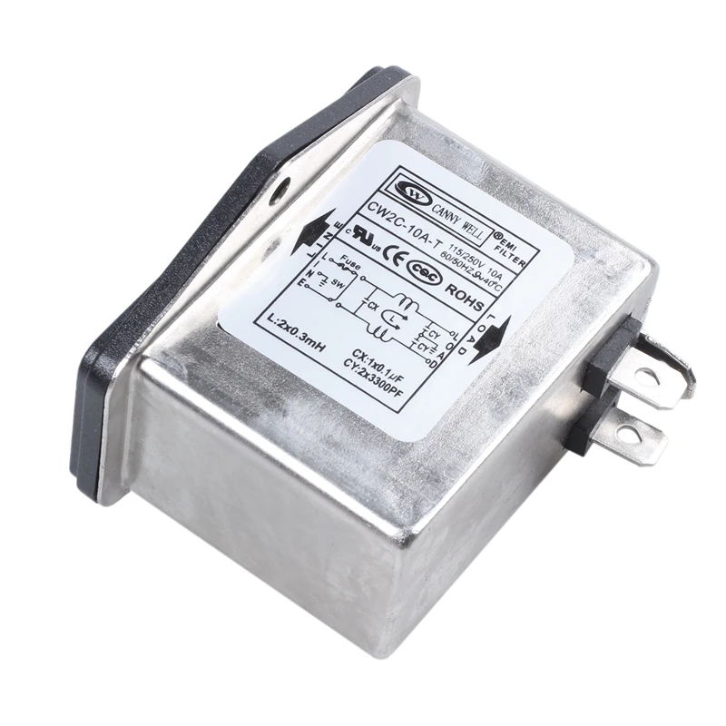 Клеммы с припоем IEC 320 C14 EMI фильтр+ лодочный переключатель+ держатель предохранителя