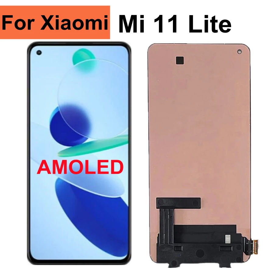 100% протестированный дисплей для Xiaomi Mi 11 Lite 5G LCD сенсорный экран  дигитайзер в сборе для Mi 11 Lite M2101K9AG Замена ЖК-дисплея | AliExpress