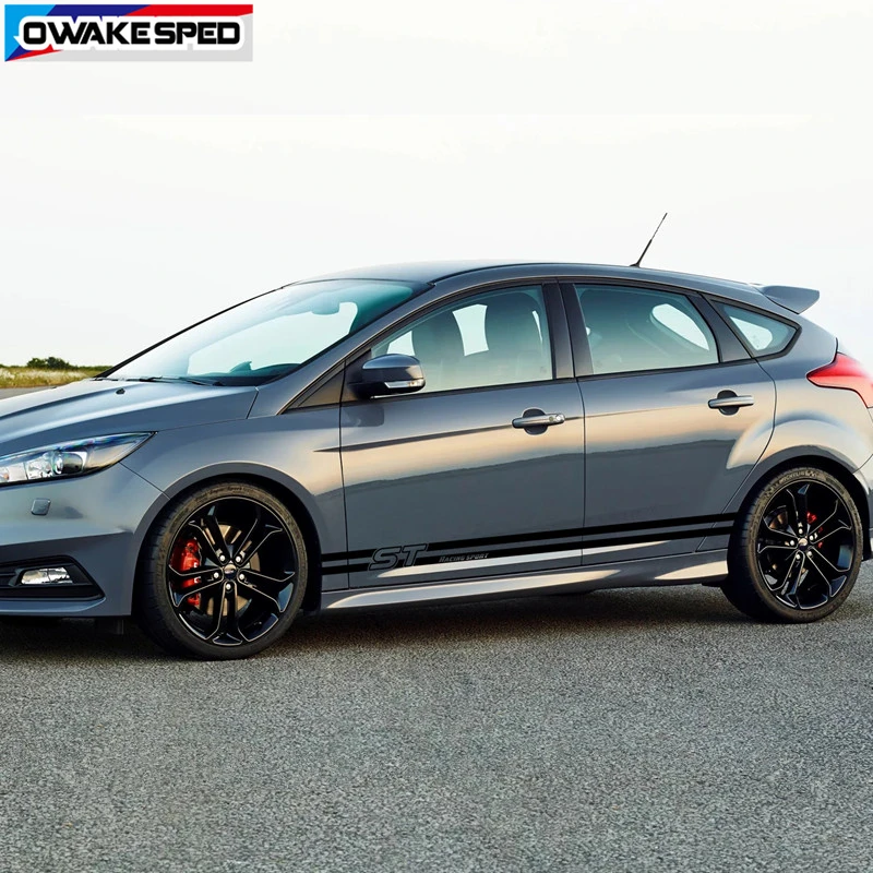 Для Ford Focus ST Racing Sport Stripes Двусторонняя Автомобильная дверь боковая юбка наклейки автомобильные аксессуары для укладки на Автомобильный кузов виниловый наклейки