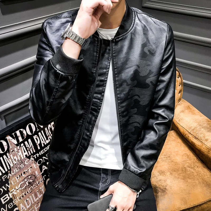 

2019 Autumn New Style Fashion Man Leather Coat Korean-style Slim Fit Spring And Autumn Men PU Leather Jacket-Style Motorcycle