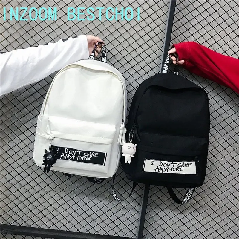 Canvas Backpack Mochila Doll-Pendant Harajuku-Style Shoulder-Bag Girl Women High-Quality