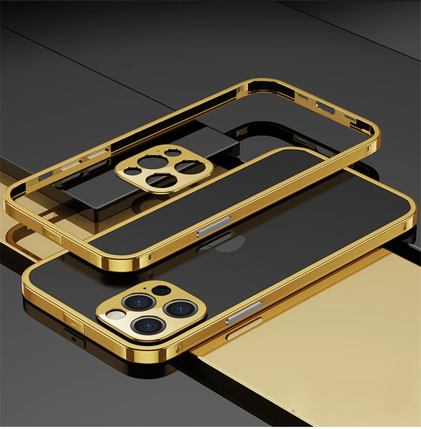 Bumper Case For Iphone 12 Mini 12 Pro Max 12pro Luxury Stainless Steel Metal Phone Frame Original Golden Accessories Phone Case Covers Aliexpress