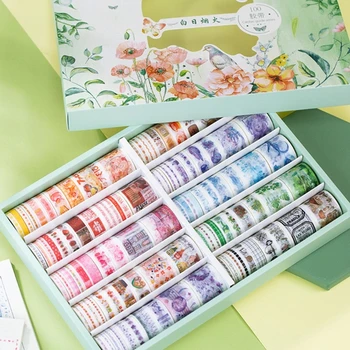 

100pcs/pack Cartoon Washi Tapes Scrapbooking Hand Account Decorative Sticker DIY Kawaii Masking Adhesive Tape