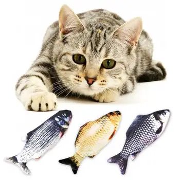 

20cm Moving Fish Electric Wagging Fish Shape Pet&Cat Playing Catnip Interactive Chewing Plush Toy Simulation Fish Toys