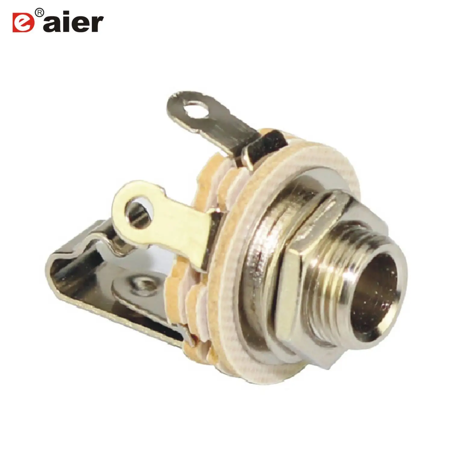 50PCS 1/4" 6.35MM Mono Stereo Input Jack Plug Socket Phone Jack With Switch For Electric Guitar Bass Audio Female Connector