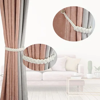 

1PC Magnetic Curtain Tiebacks Hand-Woven Cotton Room Accessories Curtain Holder Clip Rope Strap Buckle Curtain Tie-back