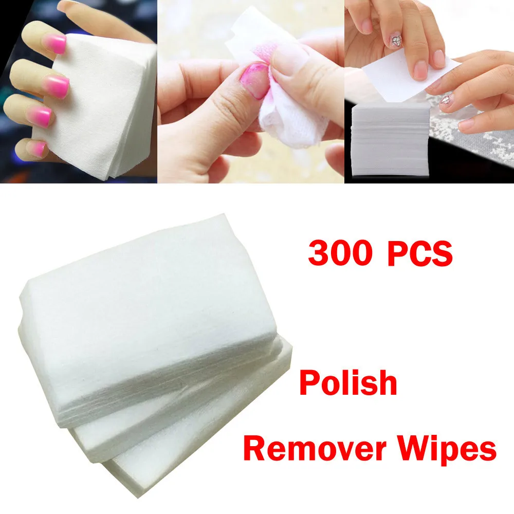 300pcs Lint Free Nail Art Gel Polish Remover Cotton Pad Nail Wipe UV Gel Nail Tips Polish Remover Cleaner Nail Art Makeup Tools - Цвет: 300pcs