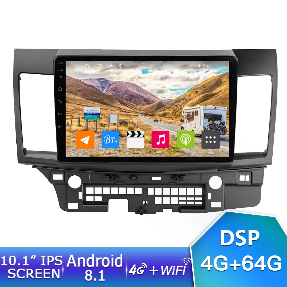 EKIY 10,1 ''ips Android 8,1 Автомагнитола 4G+ 64G Мультимедиа авто для MITSUBISHI LANCER 2007- GPSNavigation стерео видео плеер - Цвет: 4G 64G