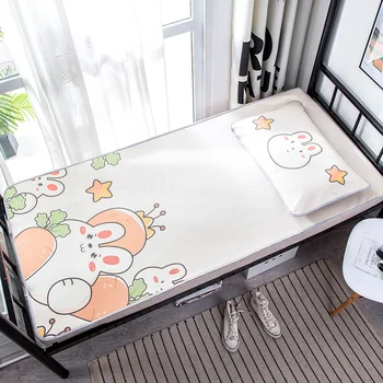 

Summer Sleeping Bed Mat Foldable Cartoon Bed Sheet Students Summer Ice Silky Sleep Bed Mattress Protector Cover