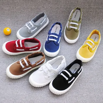 

Autumn New Korean Children's Solid Color Canvas Shoes Two Elastic Band Low Band Casual Shoes Baby Toddler Slip-on Cloth Shoes