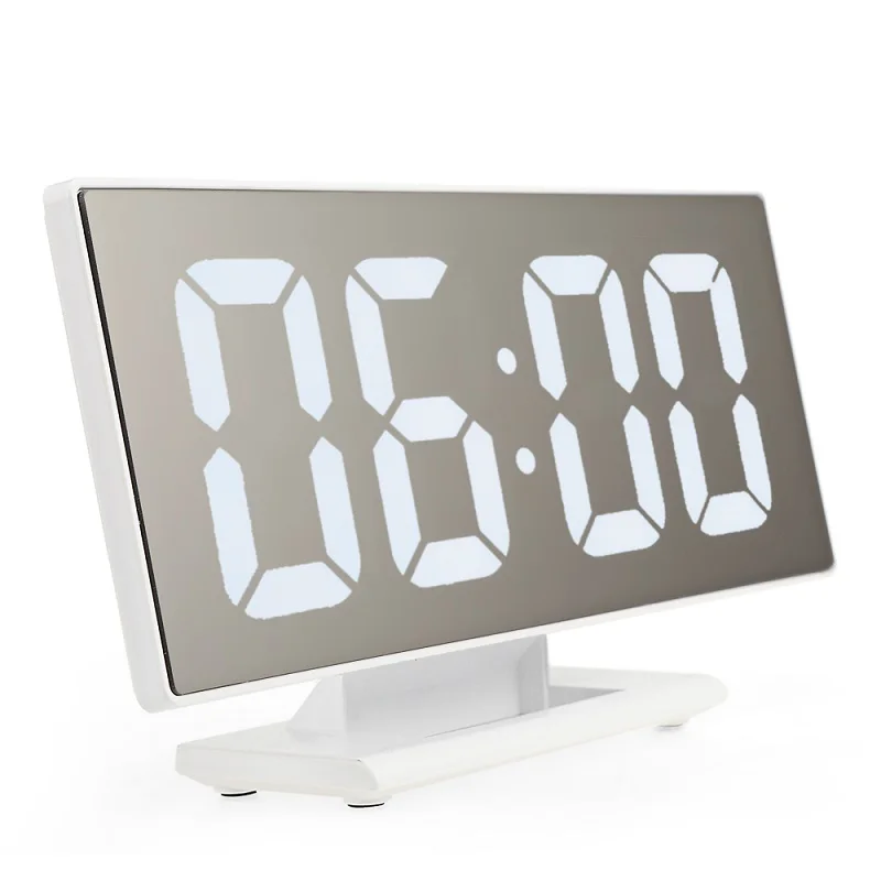 Reloj Despertador USB кабель цифровой будильник светодиодный зеркальный часы Многофункциональный Повтор дисплей время ночь светодиодная подсветка стол - Цвет: Белый