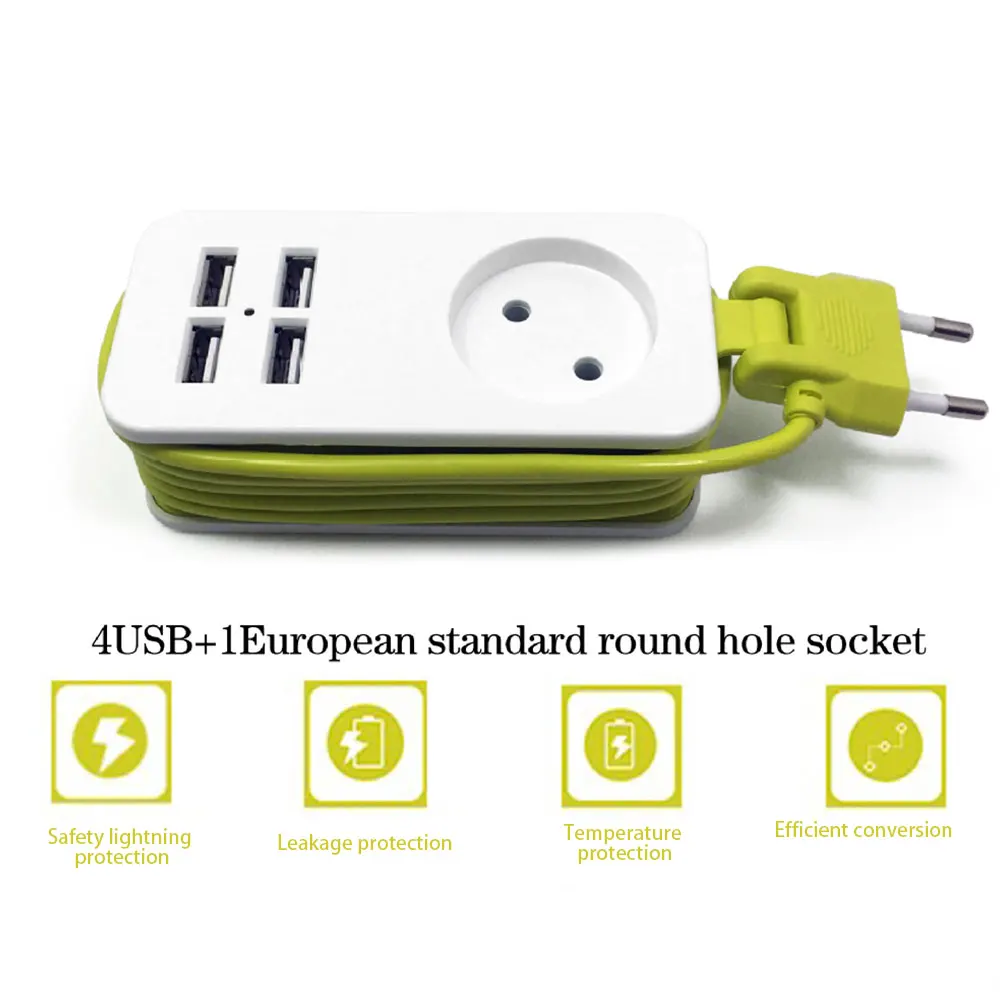 1 AC Outlet 4 USB 1200 Вт вилка для электрической розетки адаптеры с европейской вилкой блок питания 2 AC вилка дорожный адаптер несколько 4 USB порта зарядное устройство разъем 1,5 м кабель - Цвет: 1 AC Outlet 4 USB