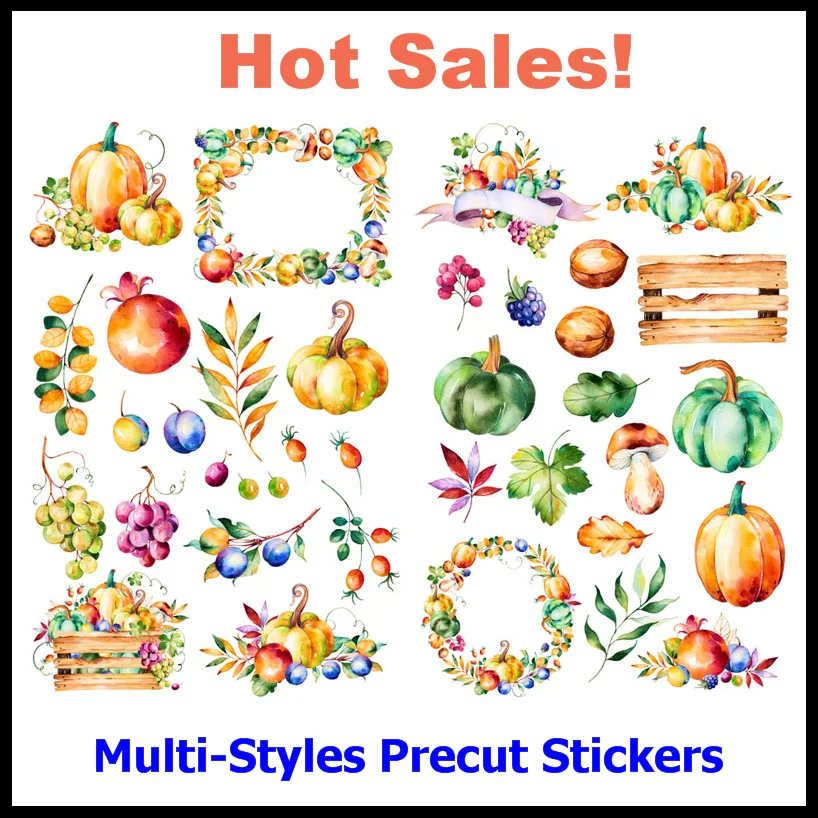 1 шт Hello тыквы осени листья деко скрап пуля журнал канцелярские наклейки