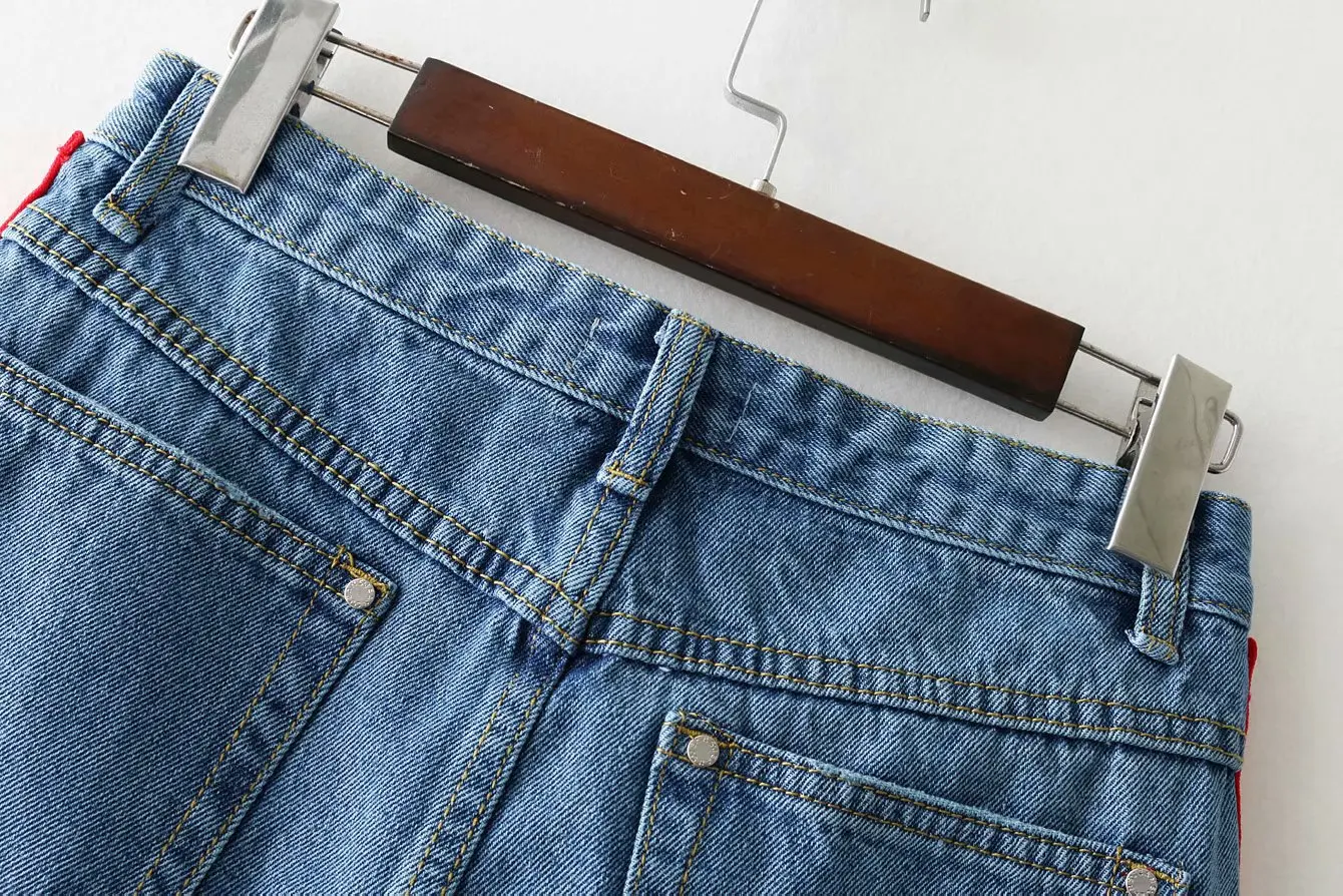 

New Products Western Style 2018 Summer New Style High-waisted Versatile Side Edge Strap Mini Slim Fit Sheath Denim Skirt