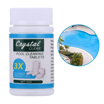 

100pcs/ Bottle Pool Cleaning Effervescent Chlorine Tablets Cage Disonfectant Swimming Pool Clarifier Chemical Floater Dispenser