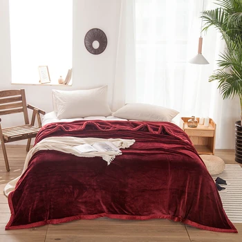 

Red fleece blankets and throws Adult Thick Warm winter Blankets Home Super Soft duvet luxury Blankets twin queen king blankets