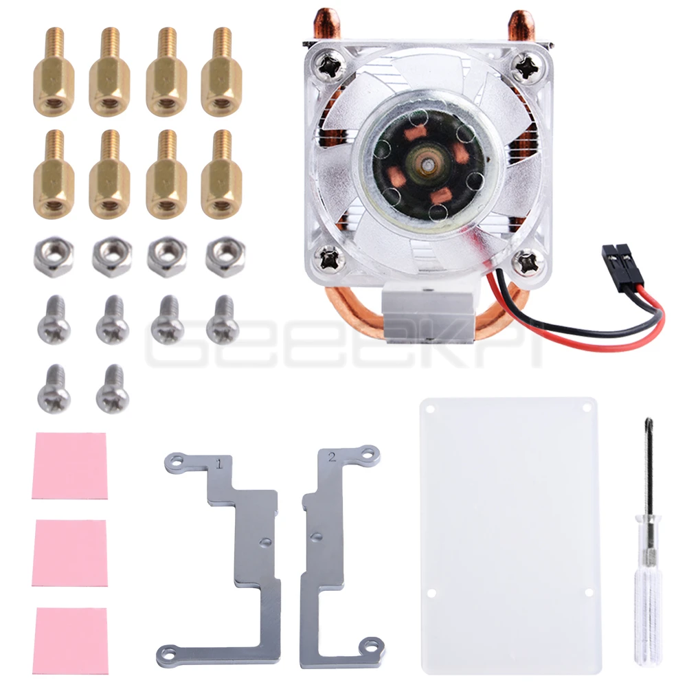 Torre de Gelo Ventilador de Refrigeração Case para Raspberry Suporte de 5 3b + Geeekpi Limpar Preto Super 7 Cores Luz Camadas Acrílico pi 4b - 3b + V2.0 - Imagem 4