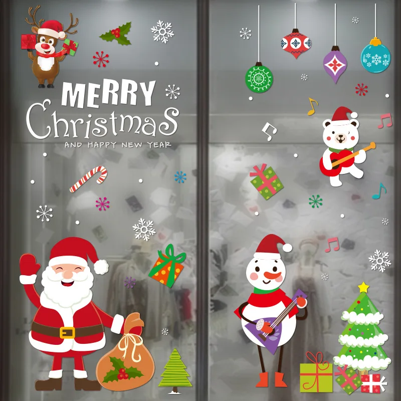 

1PC Christmas Wall Stickers Removable Colorful Window Decal DIY Wall Stickers Christmas Tree Snowflake Home Decorative Stickers