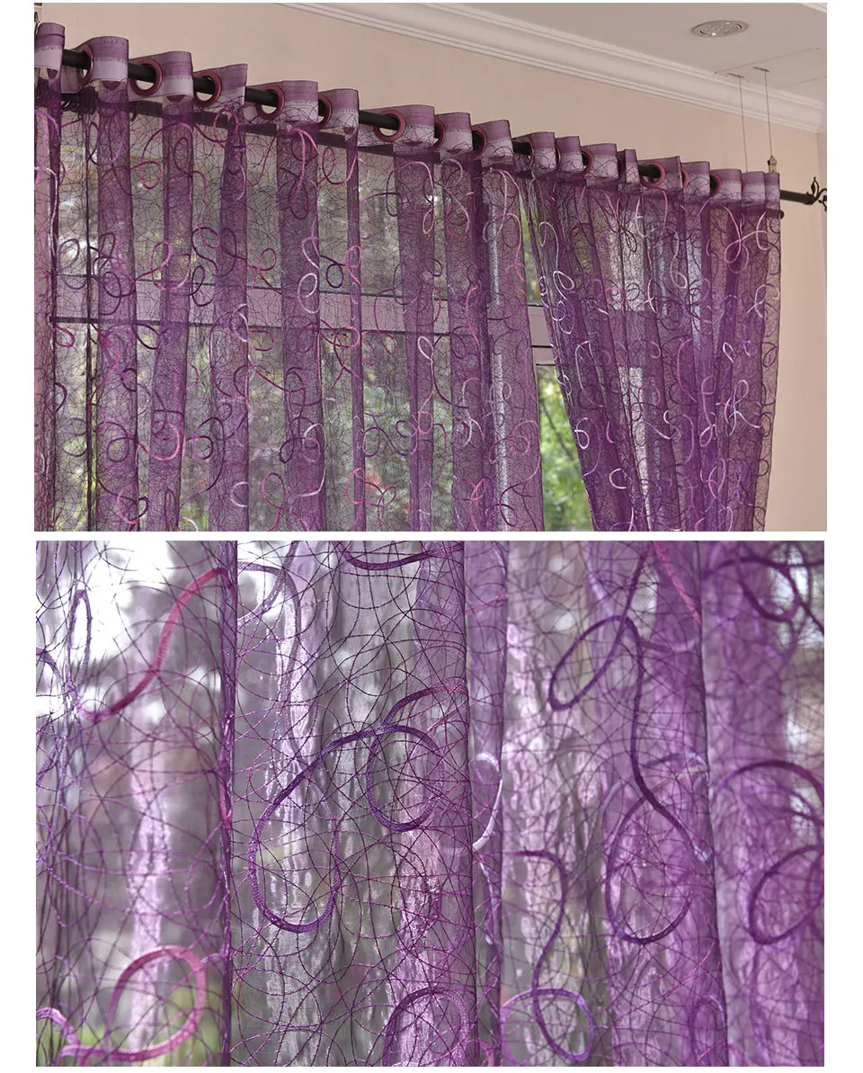 Modern Voile Curtains Embroidered Sheer Curtains Window Tulle for Bedroom Living Room Tulle Curtain for Kitchen Window Screening