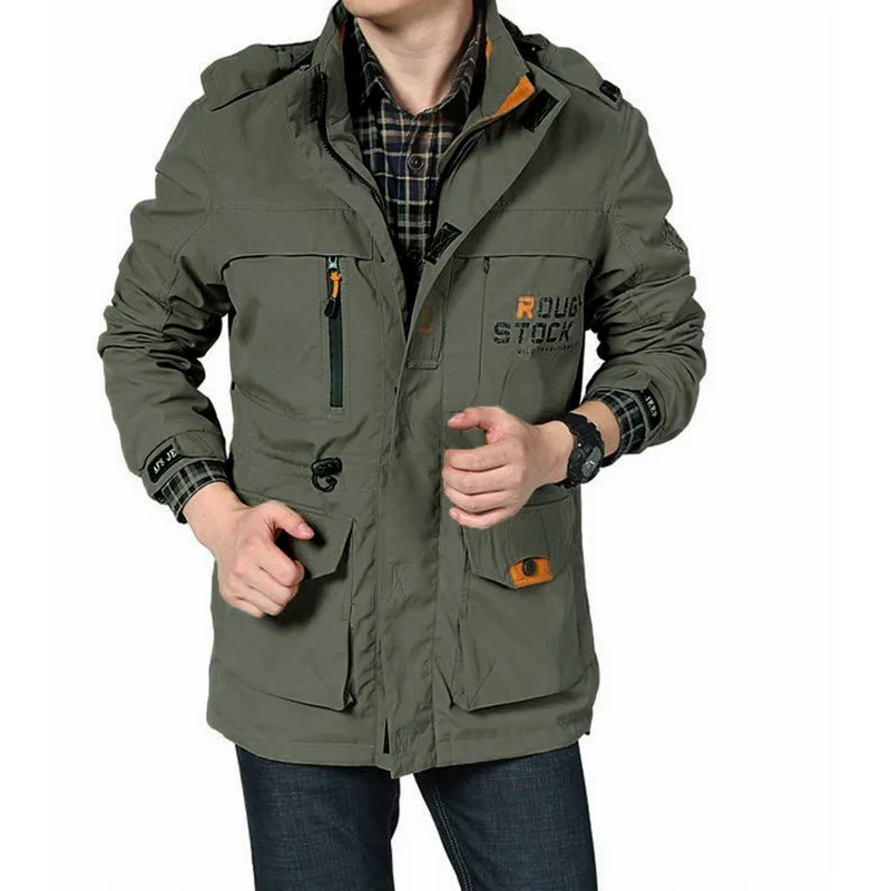MoneRffi уличная куртка мужская повседневная Толстая теплая ветрозащитная Куртка карго и куртки Военная верхняя одежда с капюшоном осенне-зимние куртки