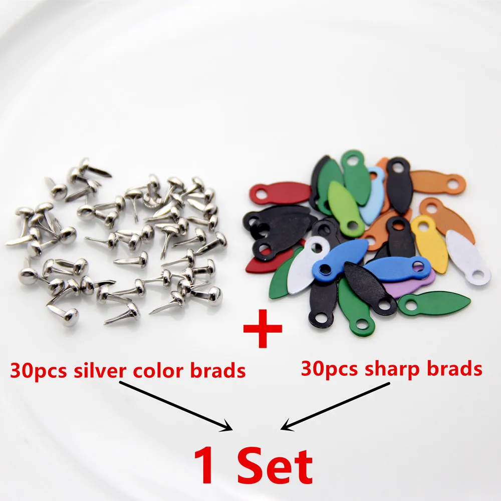 30pc 4.5mm Brads And 30pc Rotating Buttons Brads For Photo Album Frame Locks Scrapbooking Embellishment Fastener Brads DIY Craft