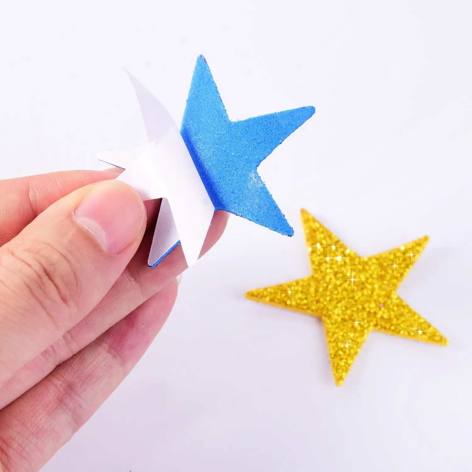 70pcs Glitter Stickers Self-Adhesive Eva Sticker Star Shape Stickers for DIY Classroom Decoration