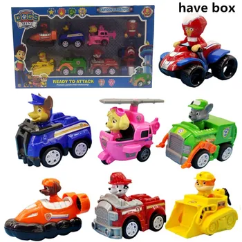 

7Pcs/Lot PAW patrol dog animation toy figure plastic Canina toys figure skating model patrulla canina toy Back in the car
