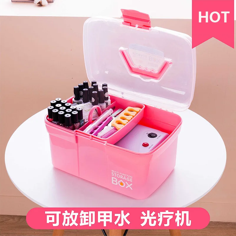 Caja de de manicura portátil, almacenamiento grande de tres capas para organizar recipientes de - AliExpress