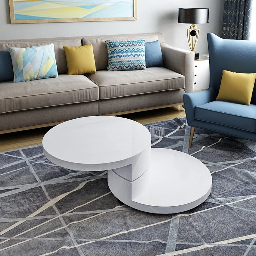 Круглый деревянный журнальный столик 80 см современный круглый вращающийся для