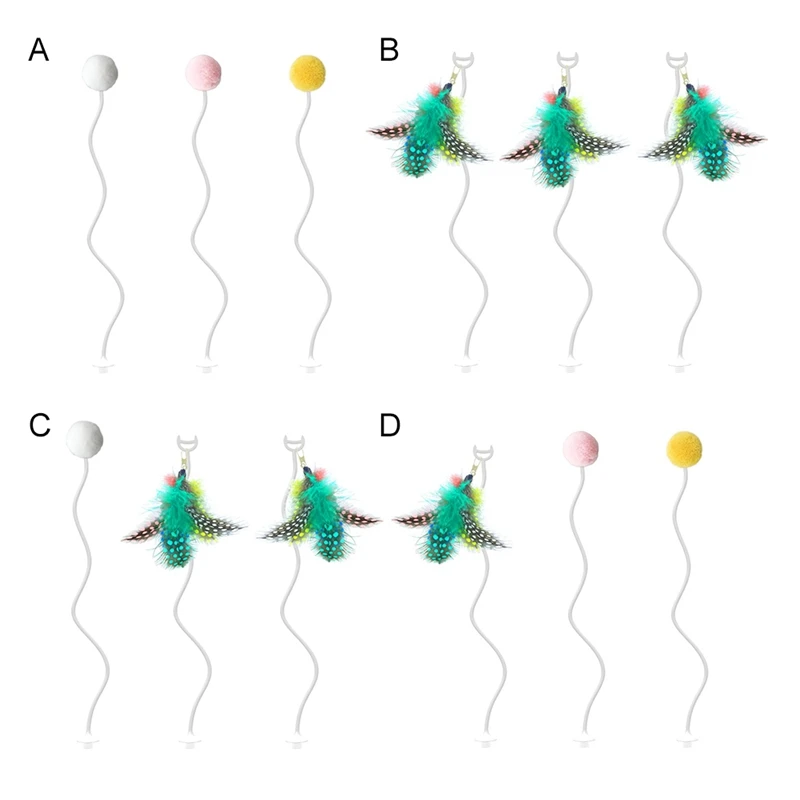 Набор прикладок из 3 предметов, забавная игрушка для кошек, сменные детали для автоматической Дразнилка для кошки, палочка, игрушка, перо/шар, товары для домашних животных, игрушки для кошек Gatos
