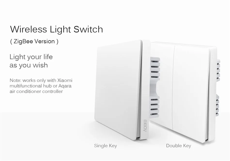 Original Xiaomi Aqara Mijia Smart home Light Control Single Fire wire ZigBee Wireless Key Wall Switch Via Smartphone APP Remote