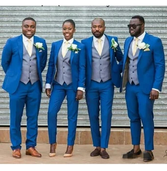 

Royal Blue Three 3 Piece Groom Suit 2020 Men Wedding Tuxedos Excellent Business Dinner Prom Blazers Suit (Jacket+Pant+Vest)