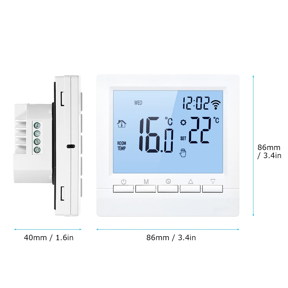 Умный Wifi термостат, цифровой регулятор температуры, Электрический программируемый термостат для подогрева пола с ЖК-дисплеем