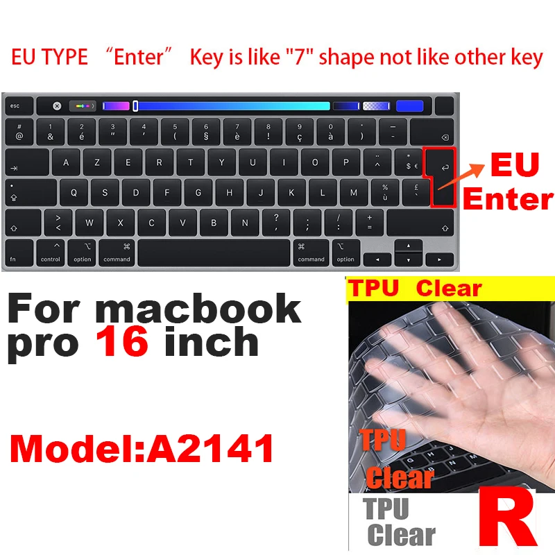 0,13 mmTPU для Apple Macbook pro13/11Air 13/15 retina12 дюймов Чехол для клавиатуры Ультратонкий чехол прозрачная защитная пленка EU/US pro16 - Цвет: R